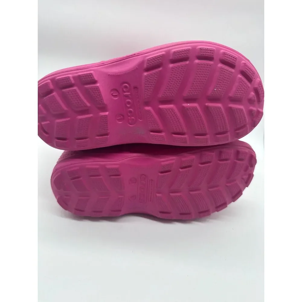Crocs Handle It Rain Boots Solid Pink Magenta Youth J1